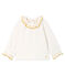 Blusa a manica lunga per bebè femmina in tubique jacquard bianco MARSHMALLOW/giallo OR