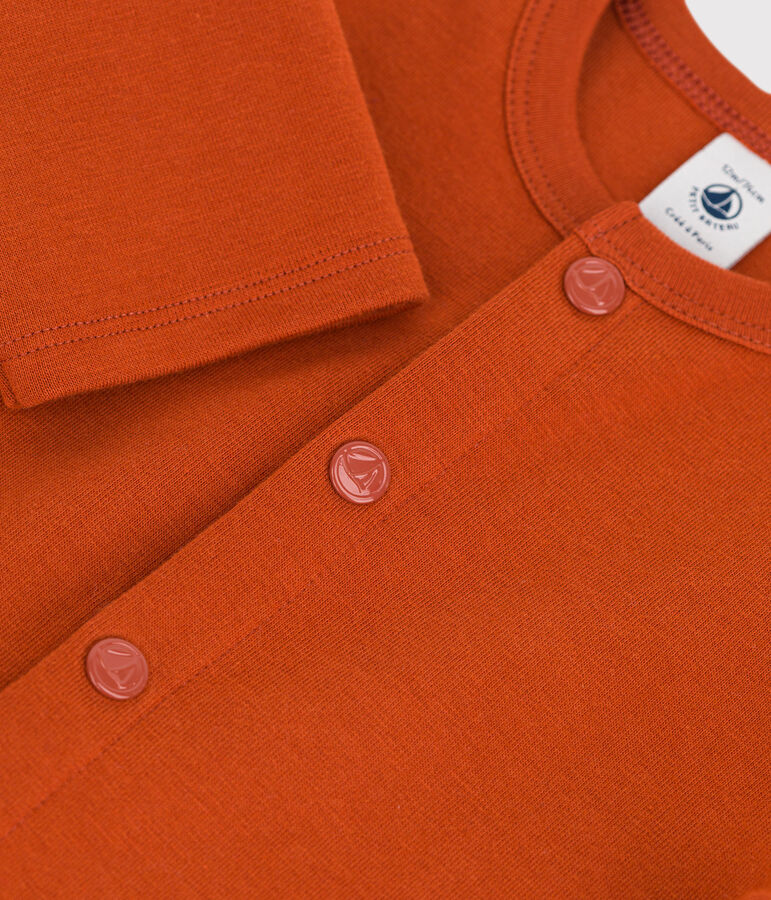 Cardigan a tinta unita in jersey spesso per neonati marrone RUSTY