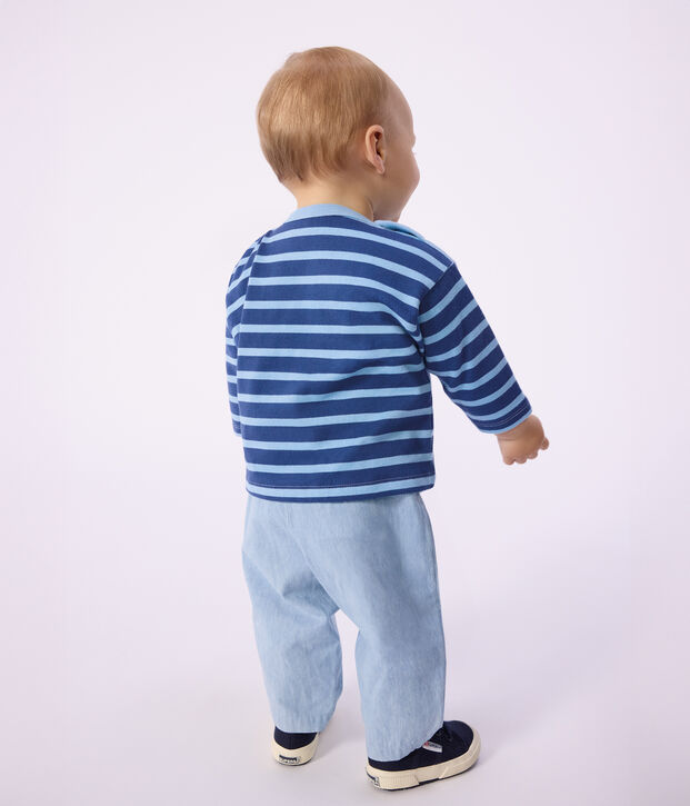 Marini&egrave;re in cotone con stemma a gabbiano neonato blu/blu
