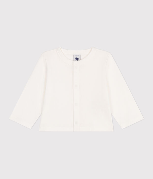 Cardigan in cotone tinta unita neonato bianco
