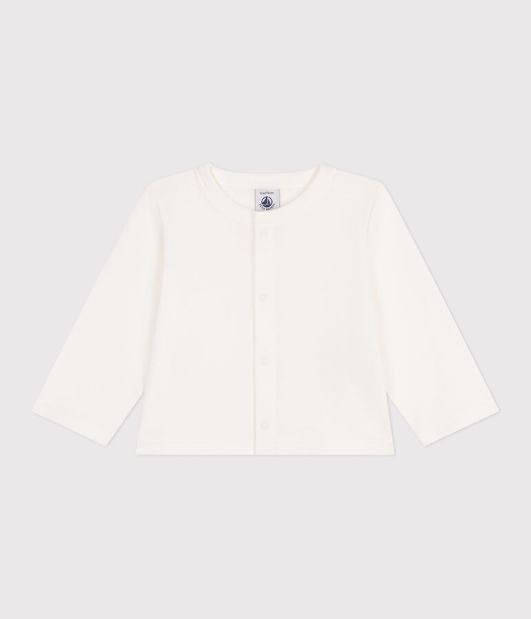 Cardigan in cotone tinta unita neonato bianco