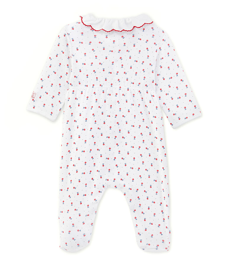 Tutina lunga per beb&egrave; bambina stampata bianco/rosso/multicolore