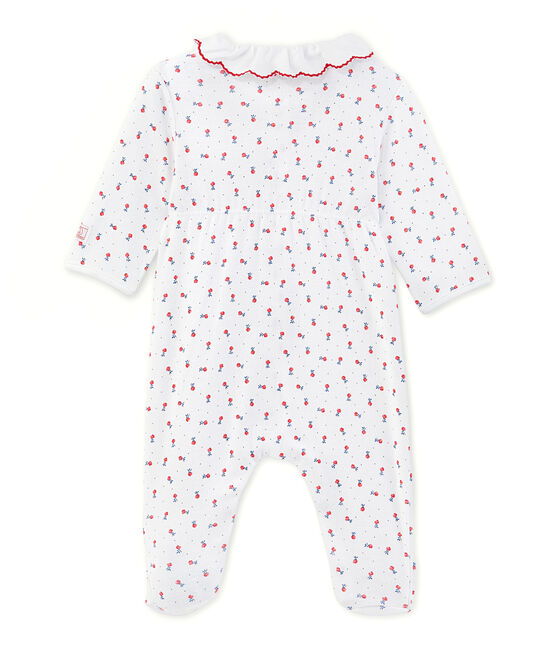 Tutina lunga per bebè bambina stampata bianco ECUME/rosso PEPS/ MULTICO