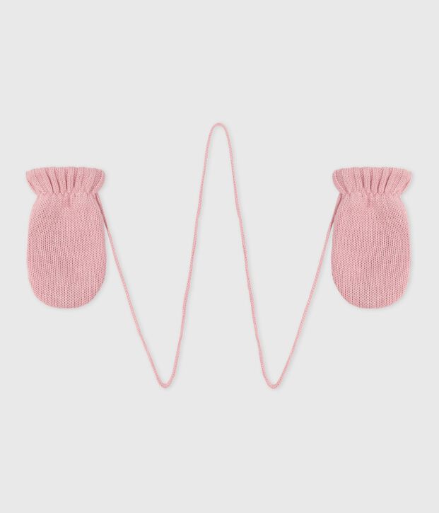 Muffole in maglia foderata in pile neonata rosa