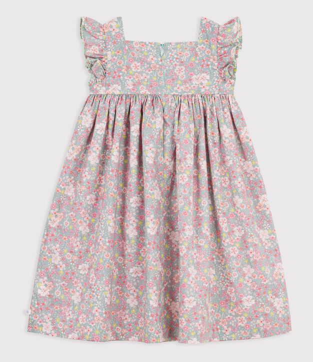 Abito senza maniche in cotone con stampa a fiori bambina blu/multicolore