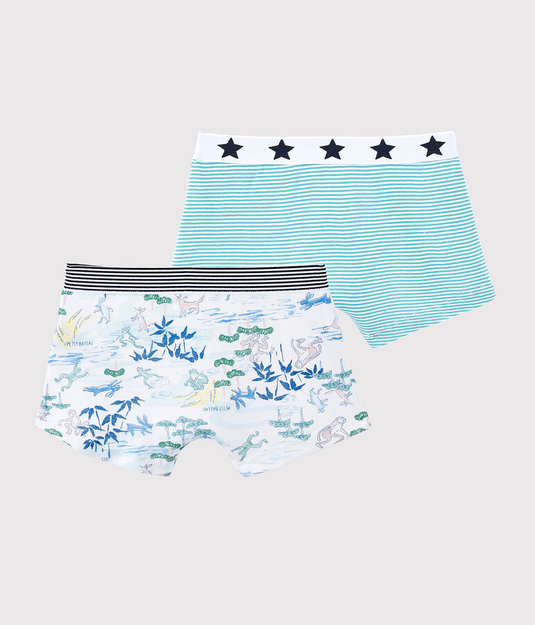 Confezione da 2 boxer verdi bambino in cotone e Lyocell multicolore