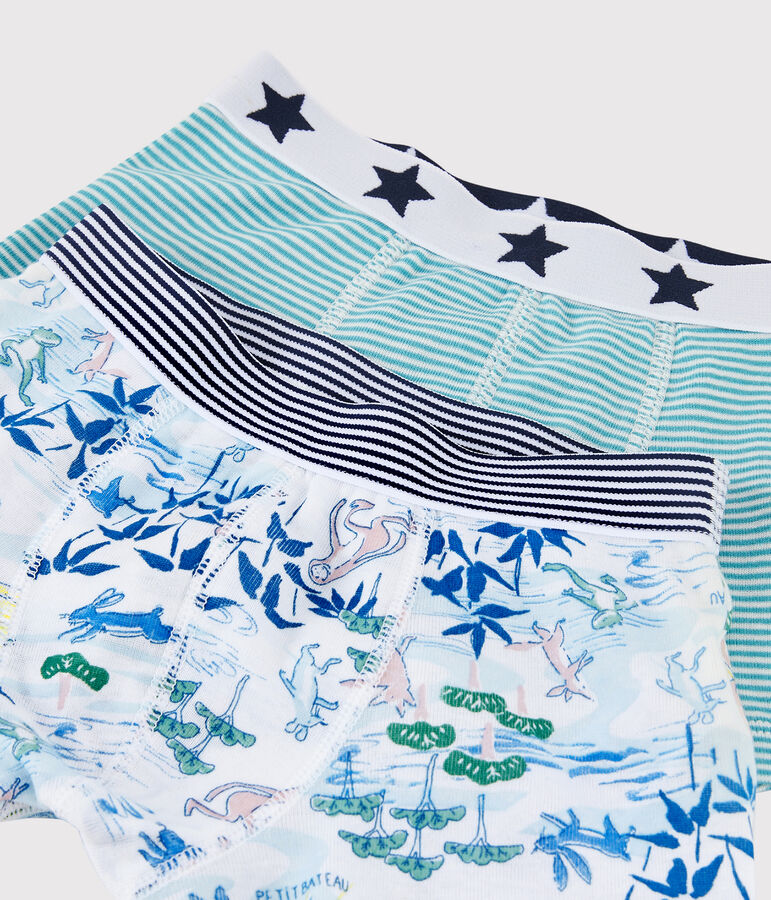 Confezione da 2 boxer verdi bambino in cotone e Lyocell multicolore