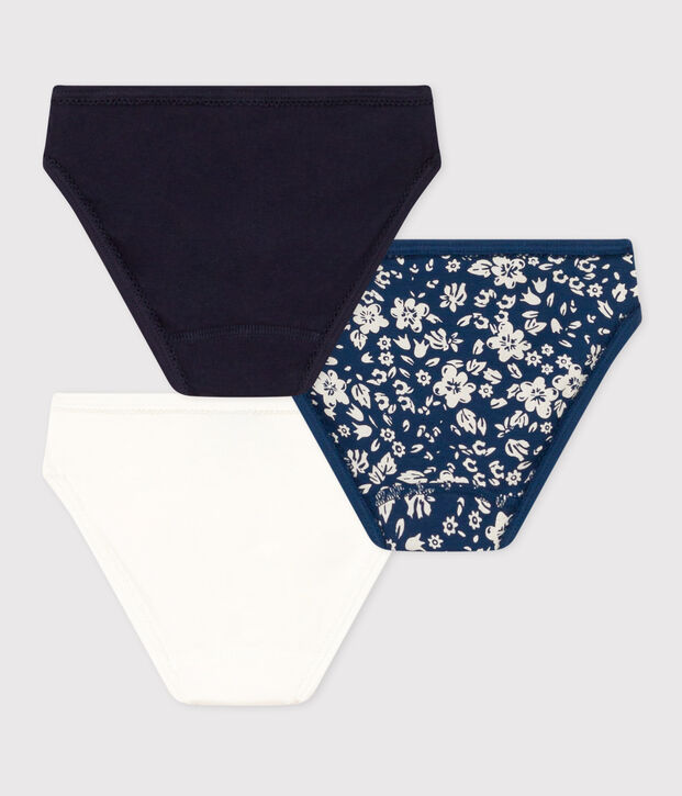 Confezione da 3 slip in cotone bambina motivo fiore multicolore