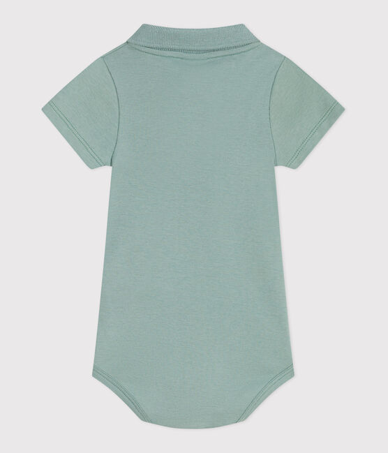 Body a maniche corte in cotone tinta unita neonato verde PAUL