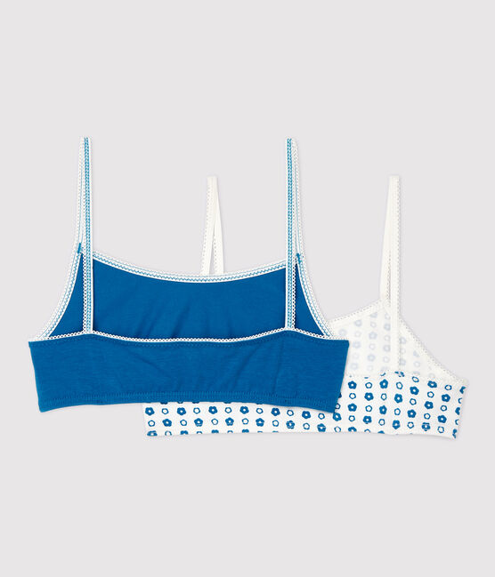 Confezione da 2 brassières ragazza con stampa a fiori in cotone biologico e elastan variante 1