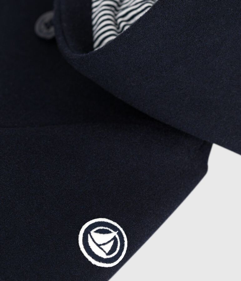 Caban in panno di lana tinta unita neonato blu