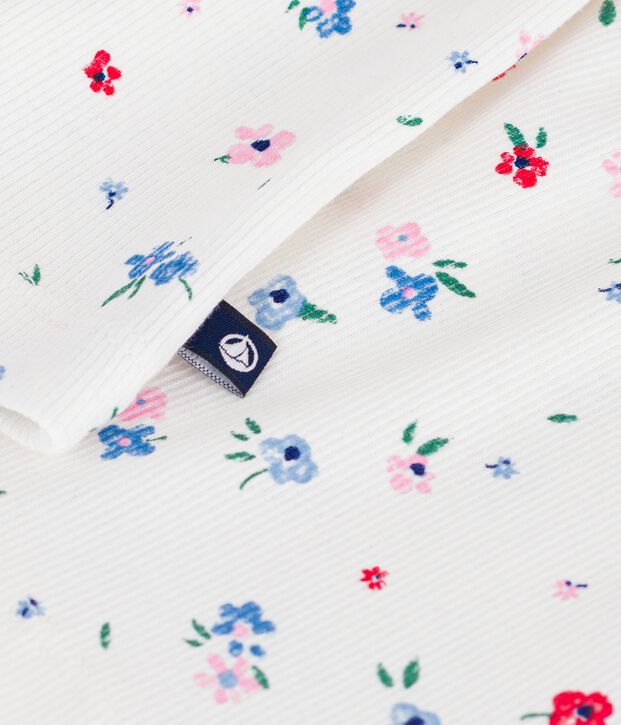 T-shirt a maniche corte in cotone con stampa a fiori bambina bianco/multicolore