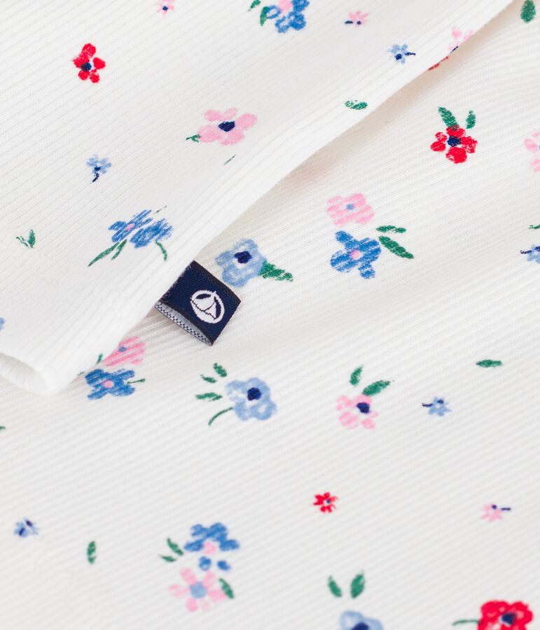 T-shirt a maniche corte in cotone con stampa a fiori bambina bianco MARSHMALLOW/bianco MULTICO