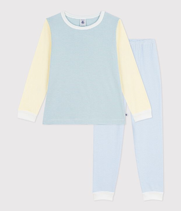 Pigiama in cotone a righe bambino verde/multicolore
