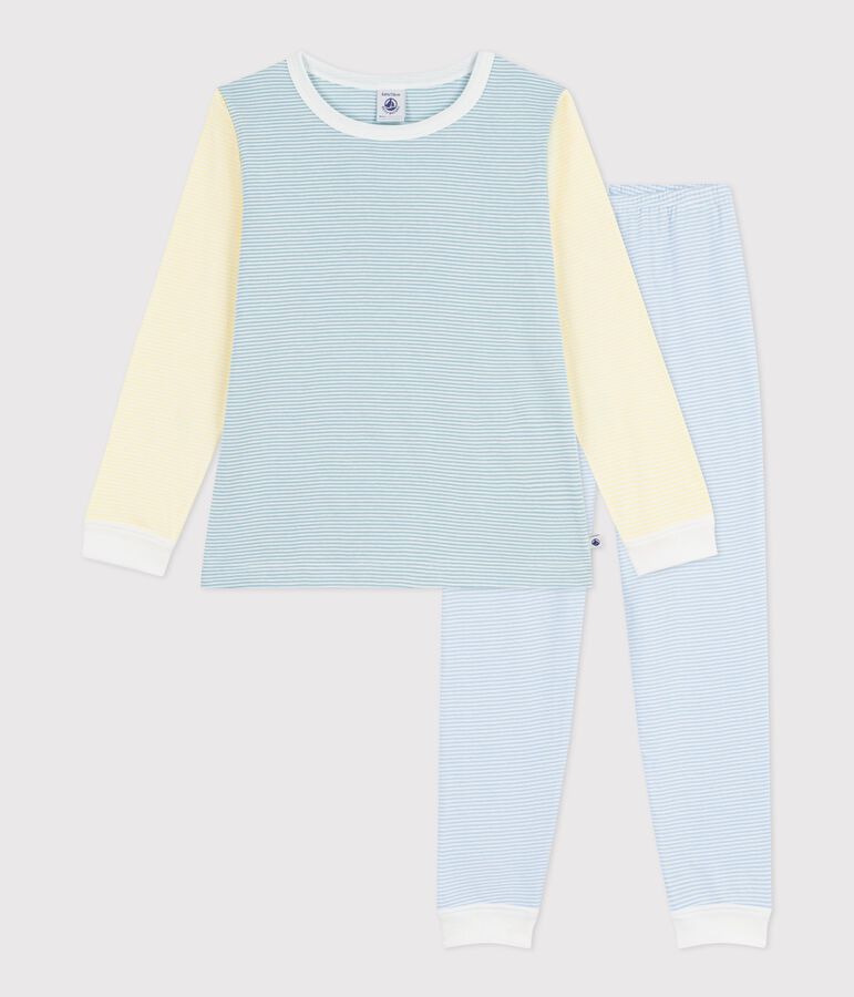 Pigiama in cotone a righe bambino verde/multicolore