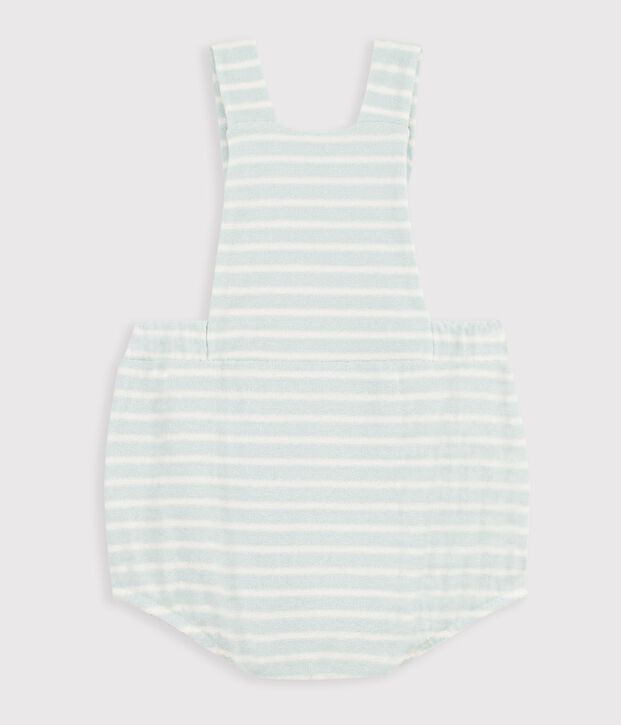 Pagliaccetto in spugna di cotone a righe neonato blu/ecru