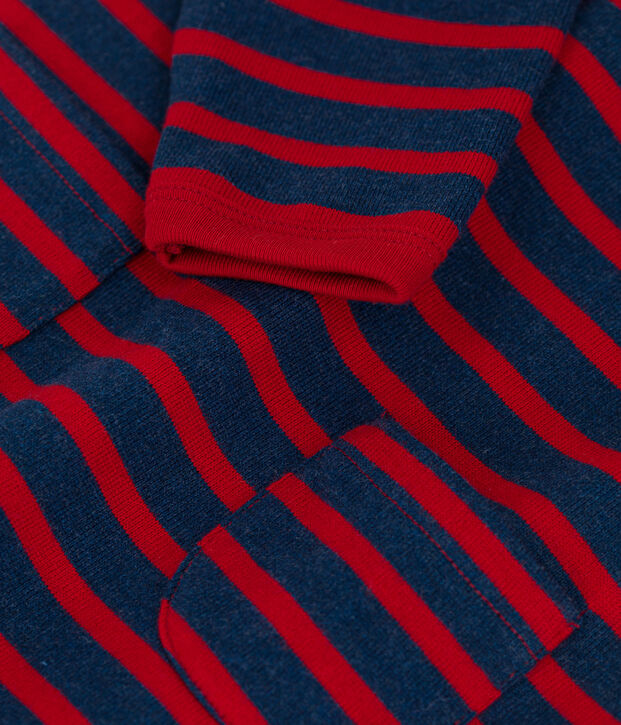 Tutina beb&egrave; in jersey spesso a righe stile marini&egrave;re blu/rosso