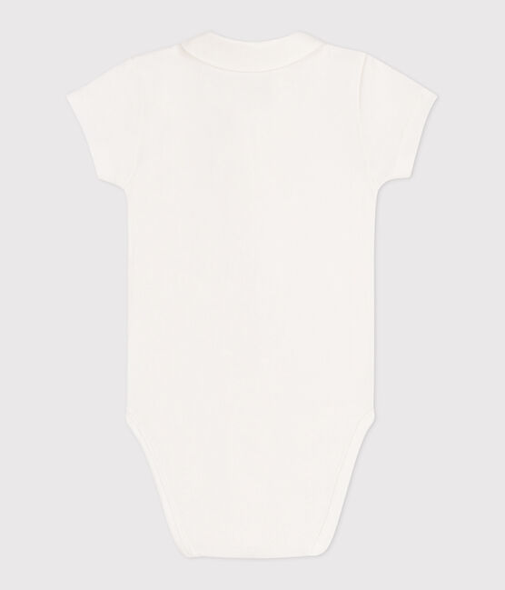 Body nascita a maniche corte e con colletto in cotone bianco MARSHMALLOW