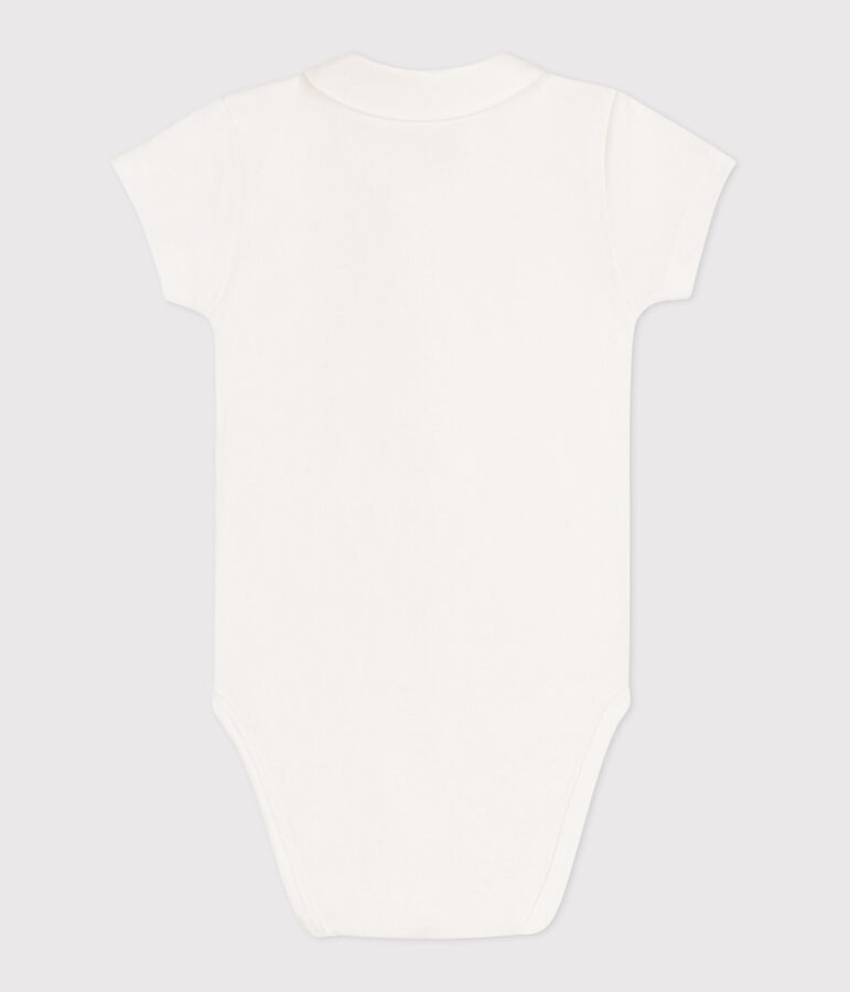 Body nascita a maniche corte e con colletto in cotone bianco