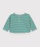T-shirt a maniche lunghe in cotone a righe neonato. verde/beige