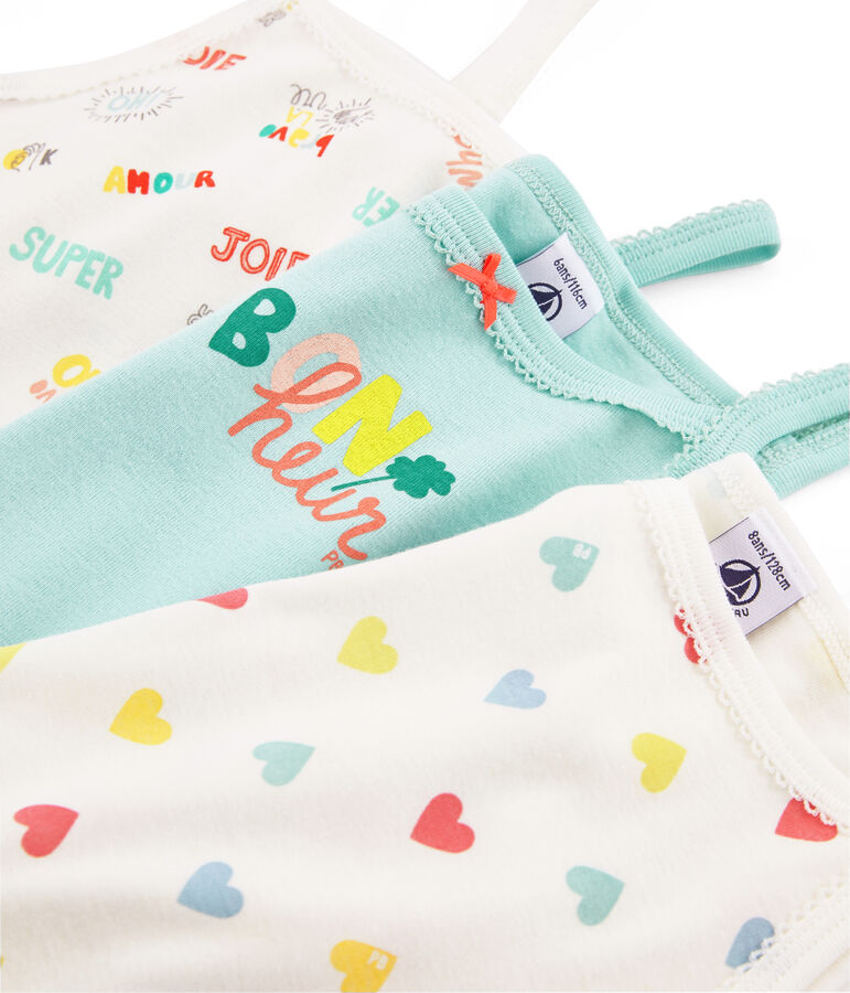 Trio canottiere con spalline bambina multicolore
