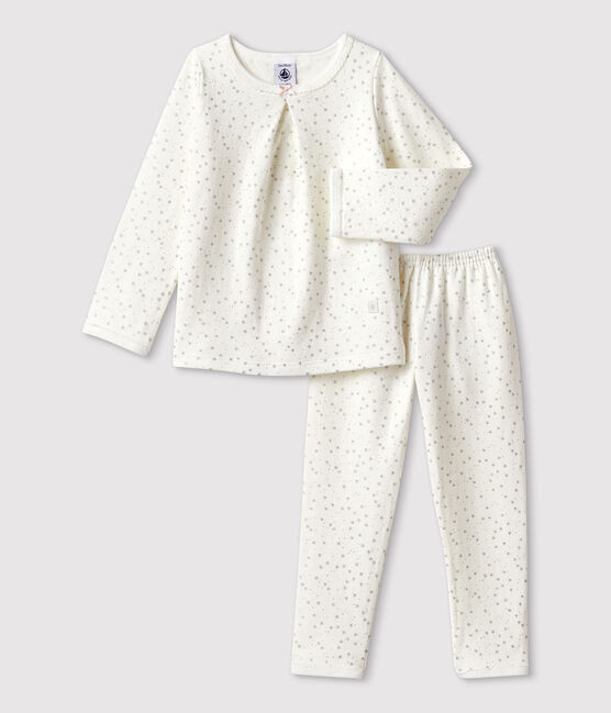 Pigiama stelle bambina in tubique bianco MARSHMALLOW/grigio ARGENT
