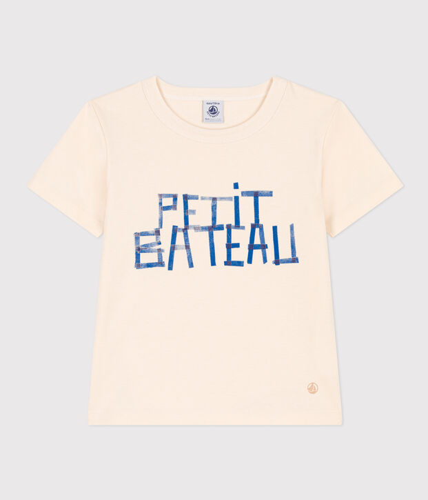 T-shirt  maniche corte in cotone bambino ecru