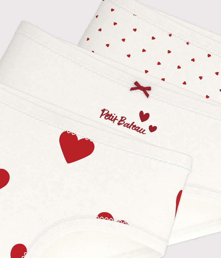 Set di 3 slip a vita alta in cotone con cuore bambino multicolore