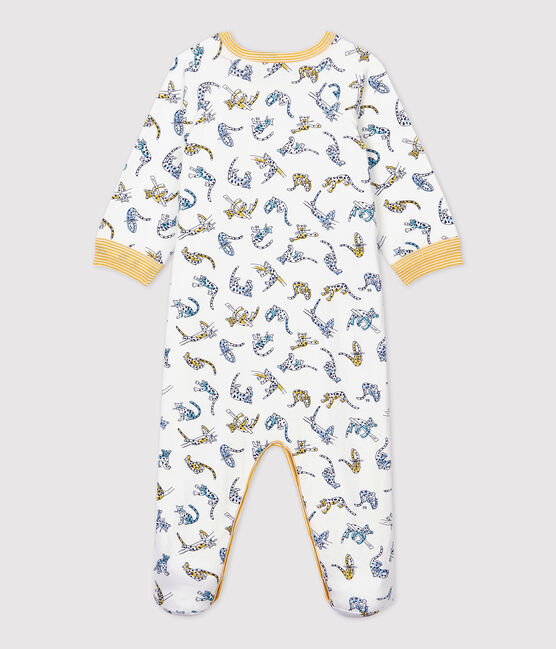 Tutina pigiama fantasia pantere in cotone bianco MARSHMALLOW/bianco MULTICO