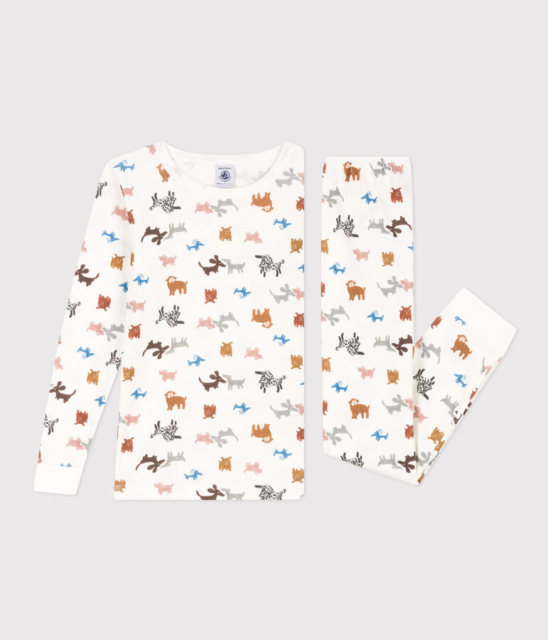 Pigiama bambino unisex in cotone aderente bianco/multicolore