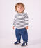 T-shirt a maniche lunghe in cotone a righe neonato. bianco/blu