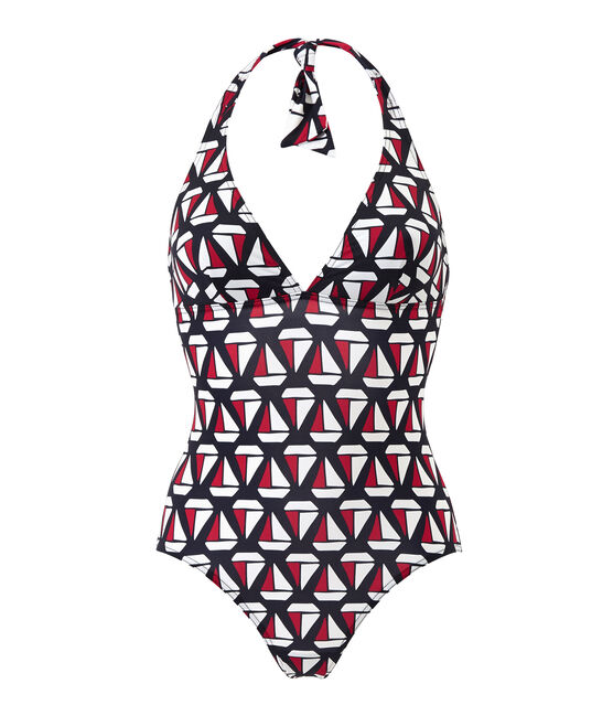 Costume da bagno donna intero stampato blu SMOKING/bianco MULTICO