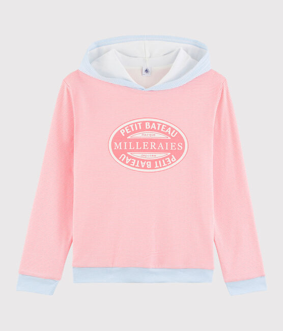Felpa con cappuccio in cotone a righe Donna rosa GRETEL/bianco MARSHMALLOW