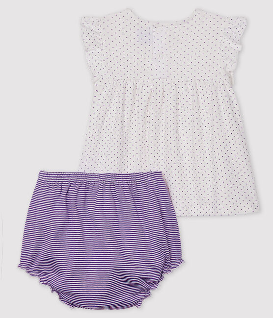 Completo due pezzi bebè femmina viola REAL/bianco MARSHMALLOW