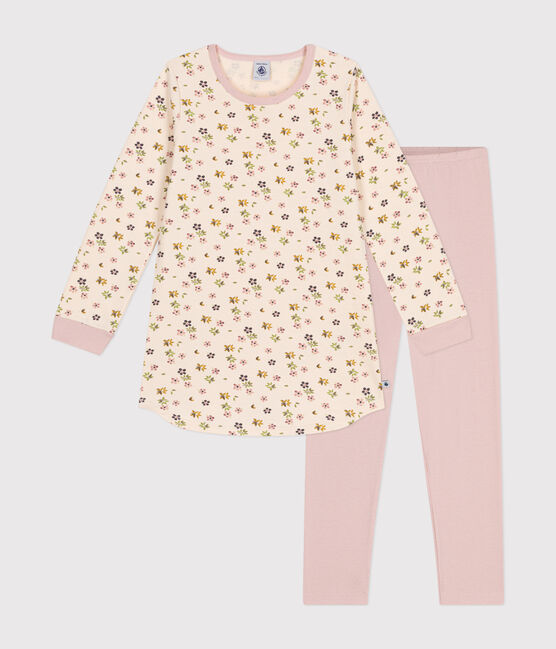 Camicia da notte in tessuto felpato spazzolato con stampa a fiori bambino rosa SALINE/bianco MULTICO