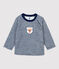 Tee-shirt in lana e cotone bebè. blu MEDIEVAL/bianco MARSHMALLOW