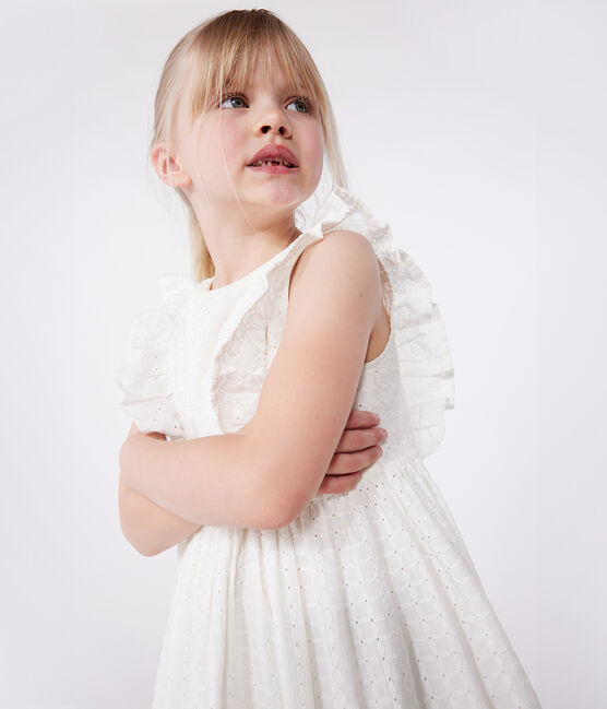 Abito senza maniche in cotone bambina bianco MARSHMALLOW