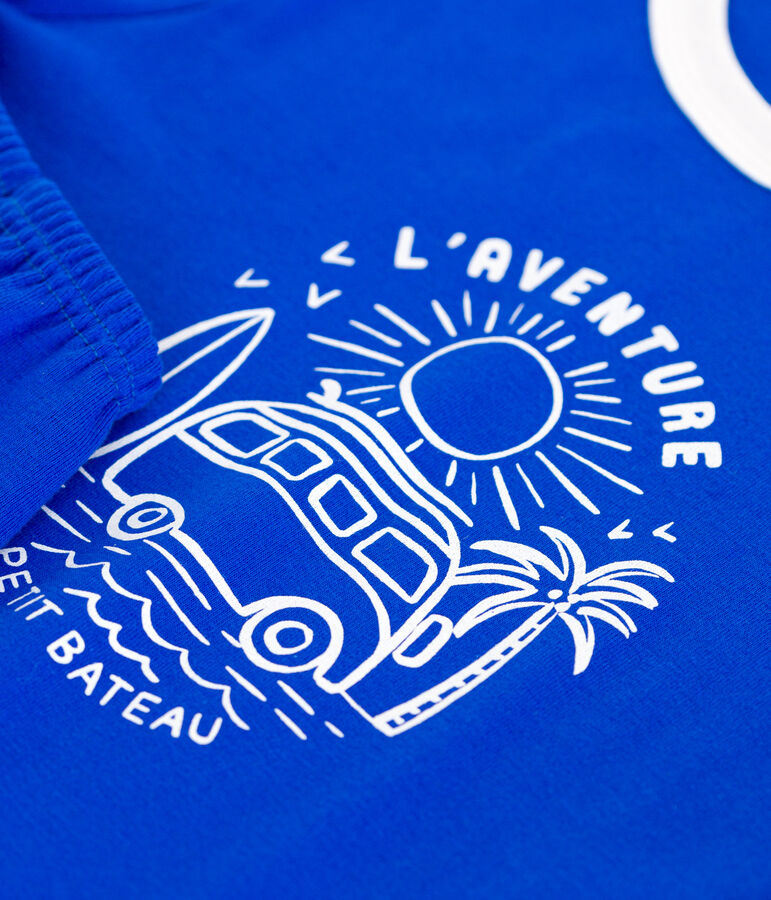 Pigiama corto in cotone bambino blu