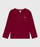 T-shirt a maniche lunghe in cotone tinta unita bambino AMARANTE