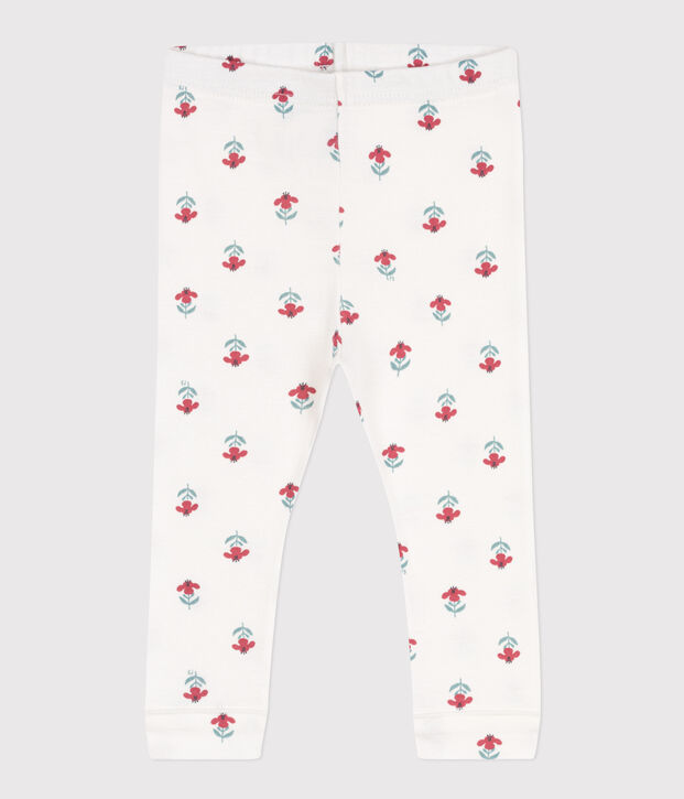 Leggins  beb&egrave; in cotone stampato a fiori bianco/multicolore