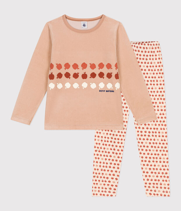 Pigiama in ciniglia bambino beige/multicolore