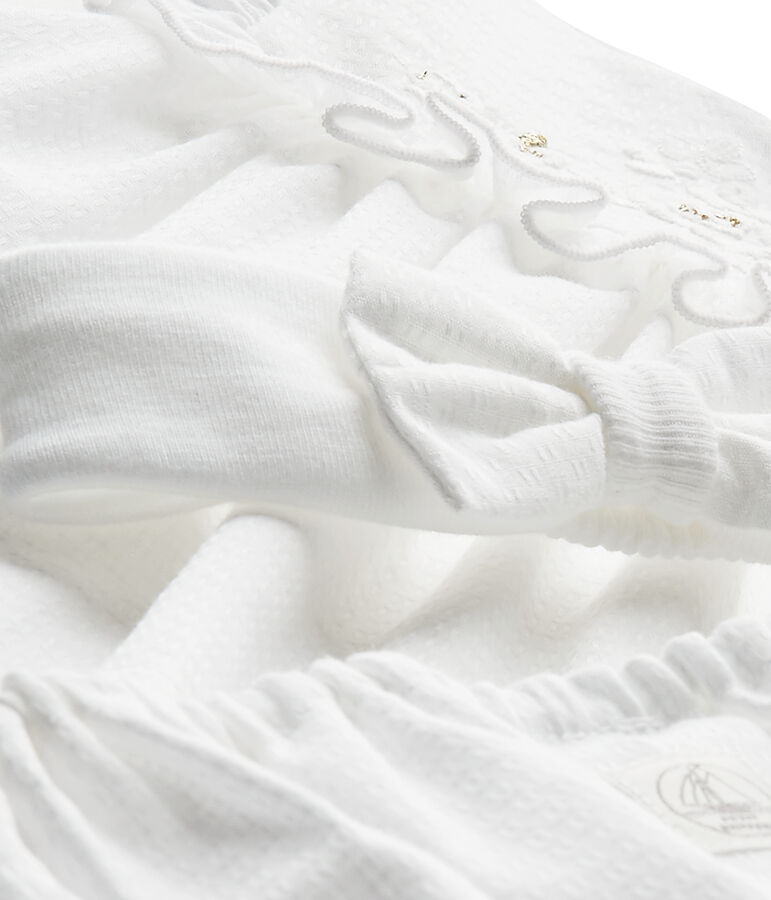 Coordinato 3 pezzi in popeline per beb&eacute; femmina bianco