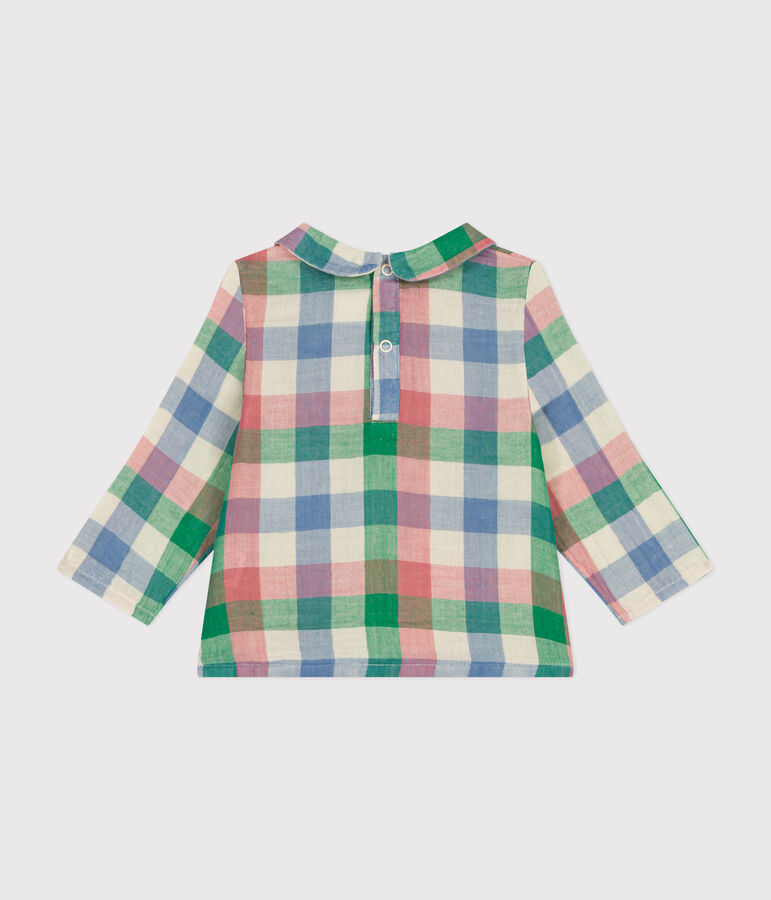 Blusa in garza di cotone neonato ecru/multicolore