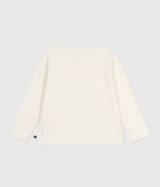 T-shirt a maniche lunghe in cotone con stampa bambino ecru MILK