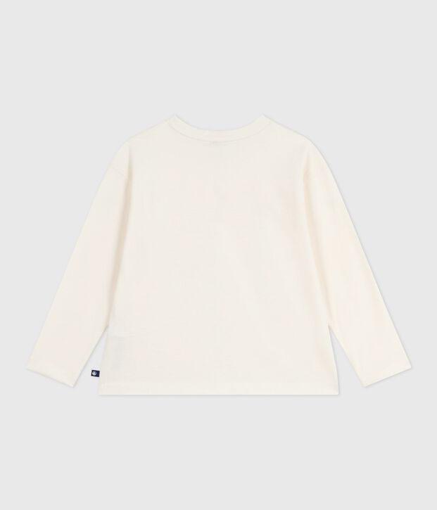 T-shirt a maniche lunghe in cotone con stampa bambina MILK