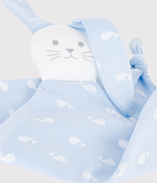 Doudou in cotone con balena stampata neonato blu/bianco