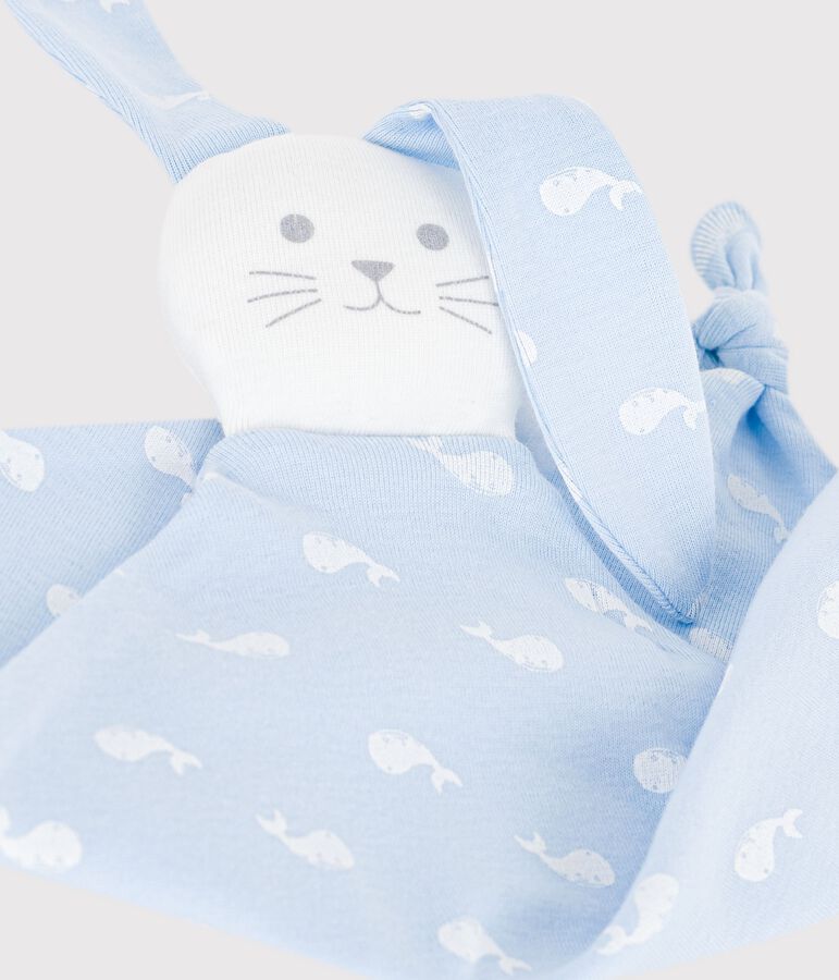 Doudou in cotone con balena stampata neonato blu/bianco