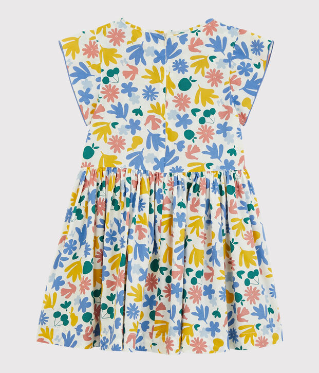 Abito a manica corta in popeline bambina bianco/multicolore