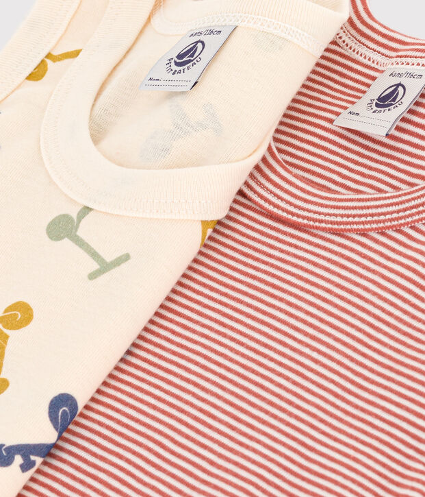 Confezione da 2 canottiere bambino in cotone con monopattino multicolore