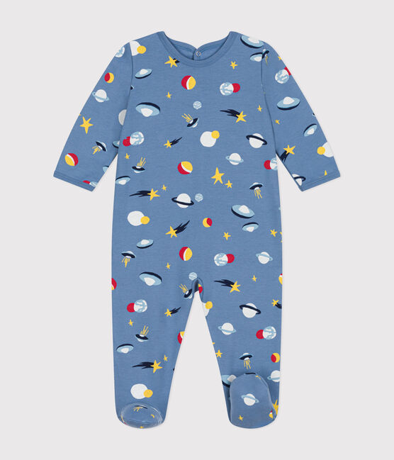 Pigiama in tessuto felpato spazzolato con stampa spazio neonato blu BEACH/ MULTICO